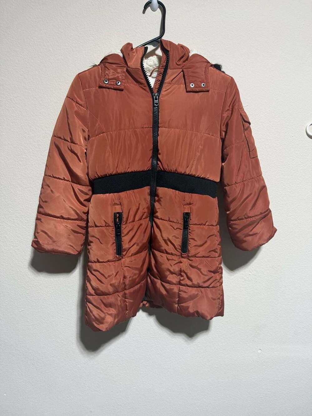 Hudson Girls Puffer Jacket with Sherpa Lining and Hood Size 7